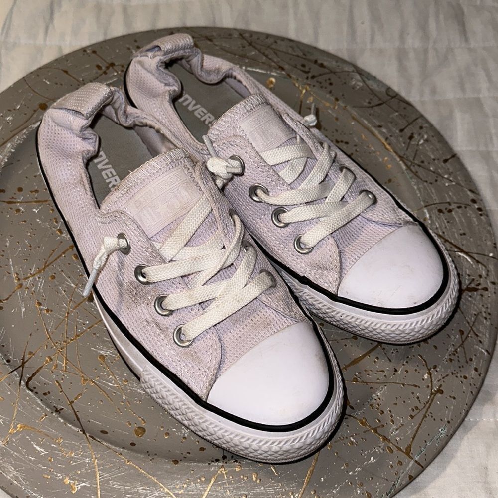 Converse 7 Women’s White Textured Canvas Slip On Lace up Skateboard Shoes Sneaks - Picture 4 of 15